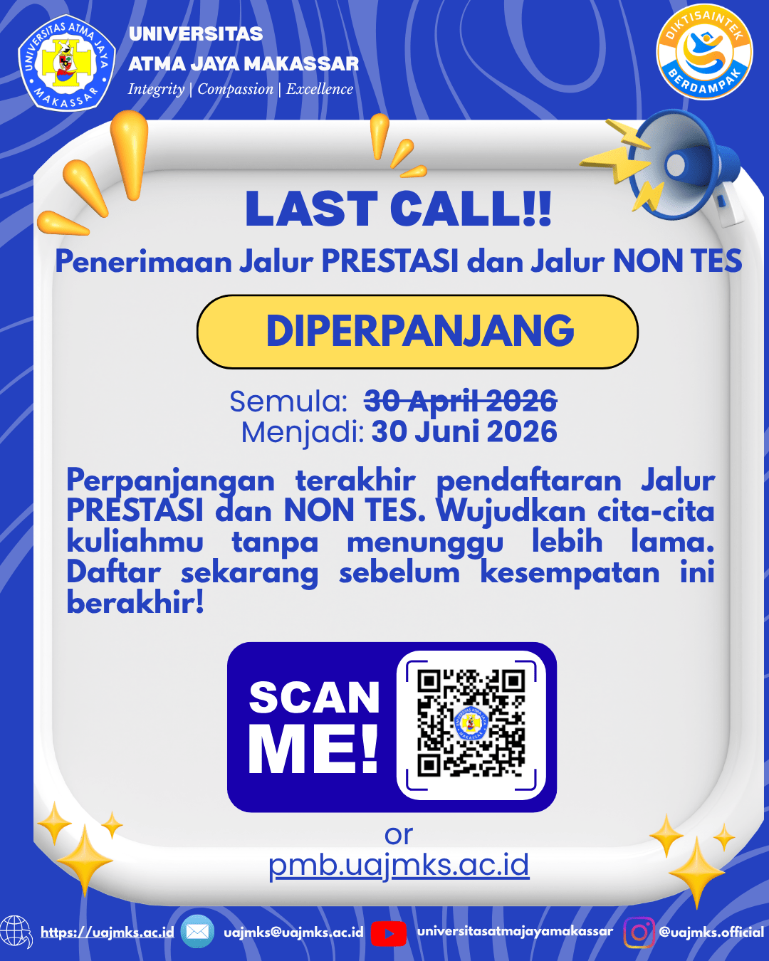 Read more about the article Perpanjangan Penerimaan Jalur Prestasi dan Non-Tes (Last Call)